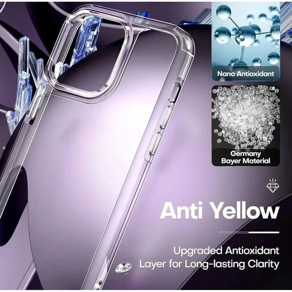 TAURI Clear Case for iPhone 14 Pro Case Not-Yellowing 2 Screen & Lens Protectors - Picture 6 of 8